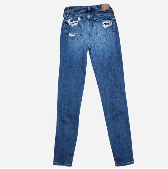 American Eagle Outfitters Ripped Blue Skinny Jeans - Picture 2 of 4
